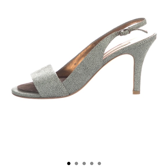 Cynthia Vincent Leather Slingback heels, light green printed - Picture 7 of 12